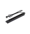 Regleta 19" 1U 8 Schuko Sin Interruptor Aluminio Negro