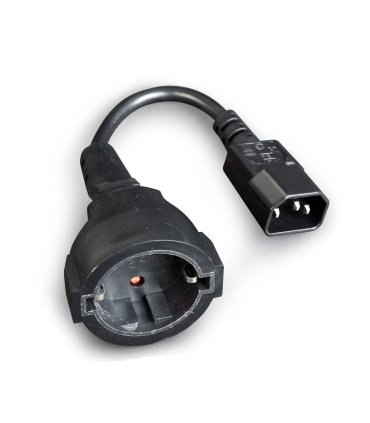 Cable IEC C14  Macho a Schuko Hembra. Longitud cable 7﻿ cm.