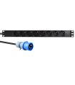 Regleta 19" 1U 8 Schukos Sin Interruptor con salida CETAC