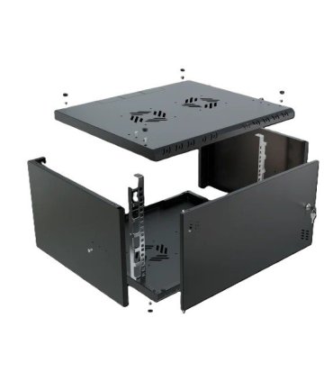 Rack Mural 6U F450mm. Puerta ciega. color NEGRO serie económica