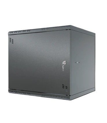 Rack Mural 9U F450mm. Puerta ciega. color NEGRO serie económica