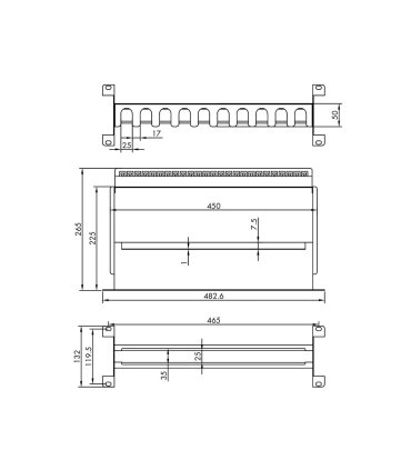 Panel 19" 3U Carril DIN Ajustable horizontalmente