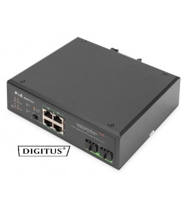 Switch 4 Ptos POE+ GIGA y 2 Ptos SFP Carril DIN Industrial