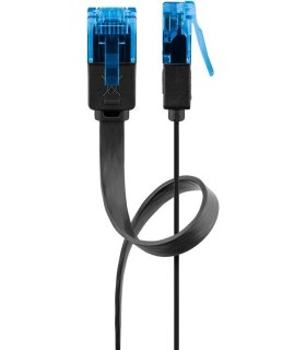 Latiguillo Plano RJ45 Cat6A UTP Negro (Varias medidas)