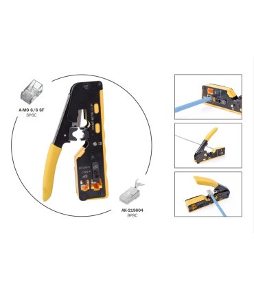 Crimpadora RJ45 macho RJ45 6P,8P, Cat6, Cat6A y Cat7 PASANTES