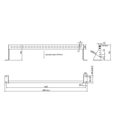 Barra 1U 19" para gestión de cables con profundidad ajustable