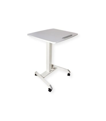 mesa de trabajo de pie, regulable e inclinable en color blanco