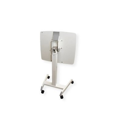 mesa de trabajo de pie, regulable e inclinable en color blanco