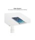 mesa de trabajo de pie, regulable e inclinable en color blanco