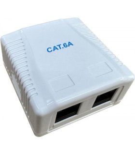 Roseta de superficie CAT6A UTP con 2 conectores RJ45