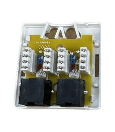 Roseta de superficie con 2 conectores RJ45 CAT.6A UTP.