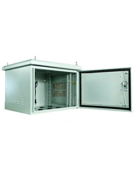 Rack mural 19" IP65 6U Fondo 450 con TEJADILLO abierto lado