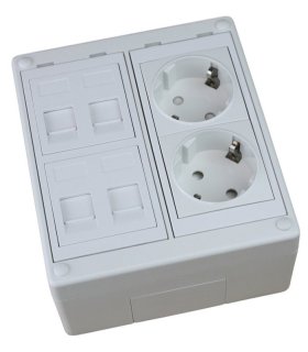 Kit caja superficie 2 schuko 4 RJ45