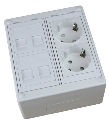 Kit caja superficie 2 schuko 4 RJ45