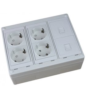 Kit caja superficie 4 schukos 2 RJ45