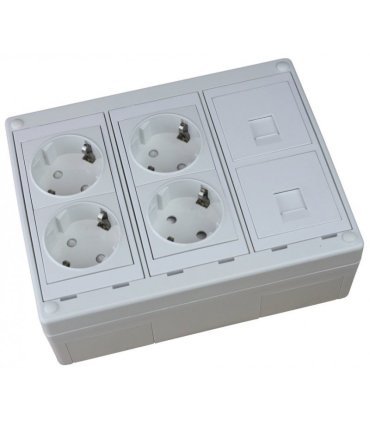 Kit caja superficie 4 schukos 2 RJ45