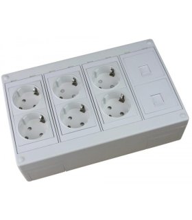 Kit caja superficie 6 schukos 2 RJ45