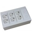 Kit caja superficie 6 schukos 2 RJ45