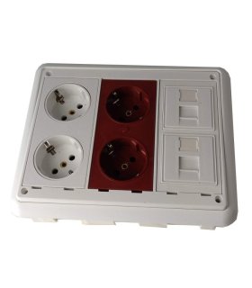Kit caja pared 4 schukos y 2 RJ45