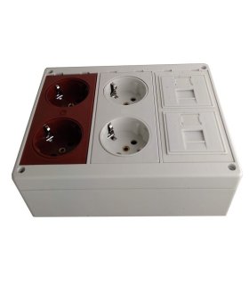 Kit caja superficie 4 schukos 2 RJ45