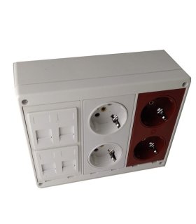Kit caja superficie 4 schukos 4 RJ45