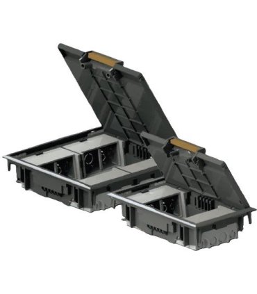 Caja de suelo 4 y 8 módulos Gris con chapa