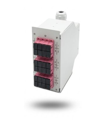 Caja fibra óptica carril DIN, 12 SC DÚPLEX