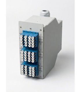 Caja fibra óptica carril DIN, 12 LC CUADRUPLEX