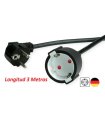 Cable prolongador SCHUKO 90º macho a SCHUKO hembra 3 metros. Negro