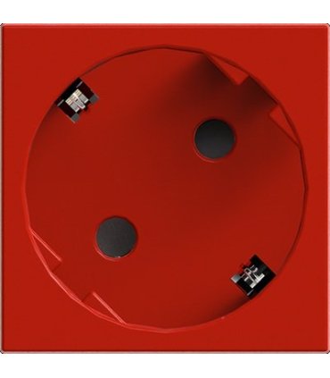 Toma de corriente Schuko 45° Rojo 2P+T con obturadores, con terminal