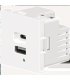 Cargador USB de doble puerto A+C, Blanco. Potencia de salida total: 21W (5V/4.2A), con terminales de tornillo