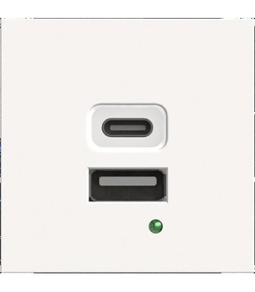Cargador USB de doble puerto A+C, Blanco