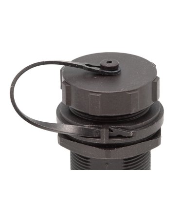 Conector CAT 6A STP industrial IP67, con tapa y protección.