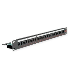 Patchpanel Cat.6 (Clase E) de 19", 24 puertos, UTP Negro