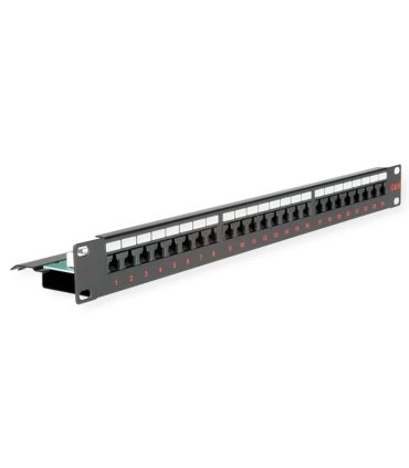 Patchpanel Cat.6 (Clase E) de 19", 24 puertos, UTP Negro
