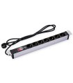 Regleta 19" 1U 7 Schuko Con Interruptor y protección sobrecarga. Aluminio Cable 2.8 mts.