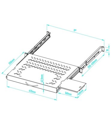 Bandeja Telescópica 19" 1U con prolongador para Ratón
