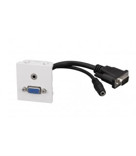 Placa VGA + mini-jack hembra-hembra 45x45 para caja de mecanismos.