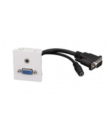 Placa VGA + mini-jack hembra-hembra 45x45 para caja de mecanismos.