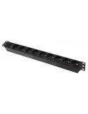 Regleta rack 19" 1U, 9 tomas sin interruptor.