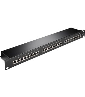 Patchpanel CAT6 STP 24 Puertos RJ45 19" Negro