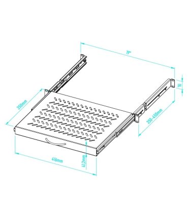 Bandeja telescópica 1U para rack suelo f-350. Fijación 4 puntos. 30 Kg