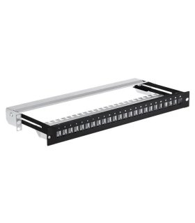 Patchpanel 19" 1U 24 Huecos KEYSTONE. Extraíble con bandeja