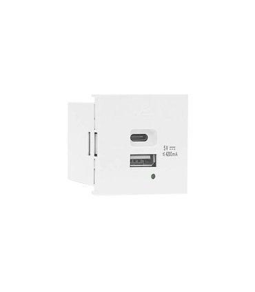 Módulo 45x45 con 2 cargadores USB Blanco