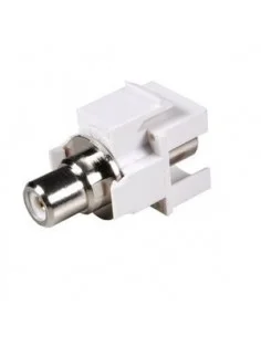 ADAPTADOR DE RCA BLANCO HEMBRA-HEMBRA TIPO KEYSTONE 3,5mm MINI-JACK STEREO H/H