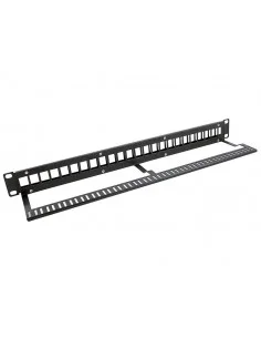 PATCHPANEL 19" de 24 PUERTOS RJ45  vacío, SIN CONECTORES, NEGRO
