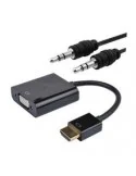CONVERSOR HDMI A SVGA+AUDIO, HDMI/M-SVGA/H+3.5/H, NEGRO, 10 CM+1.0 M