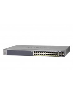 Switch 19" Giga 24 puertos POE Managed ProSAFE + 4 puertos Gigabit Combo SFP Switch 19" Giga 24 puertos POE Managed ProSAFE + 4 puertos Gigabit Combo SFP