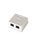 Roseta de superficie con 2 conectores RJ45 CAT.6 UTP.