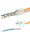 Conector macho RJ45 CAT6 UTP pasante cable rigido s/guía. bolsa 100 unidades.